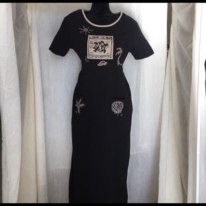 Bentley Short Sleeve Black Dress Seashell Graphics